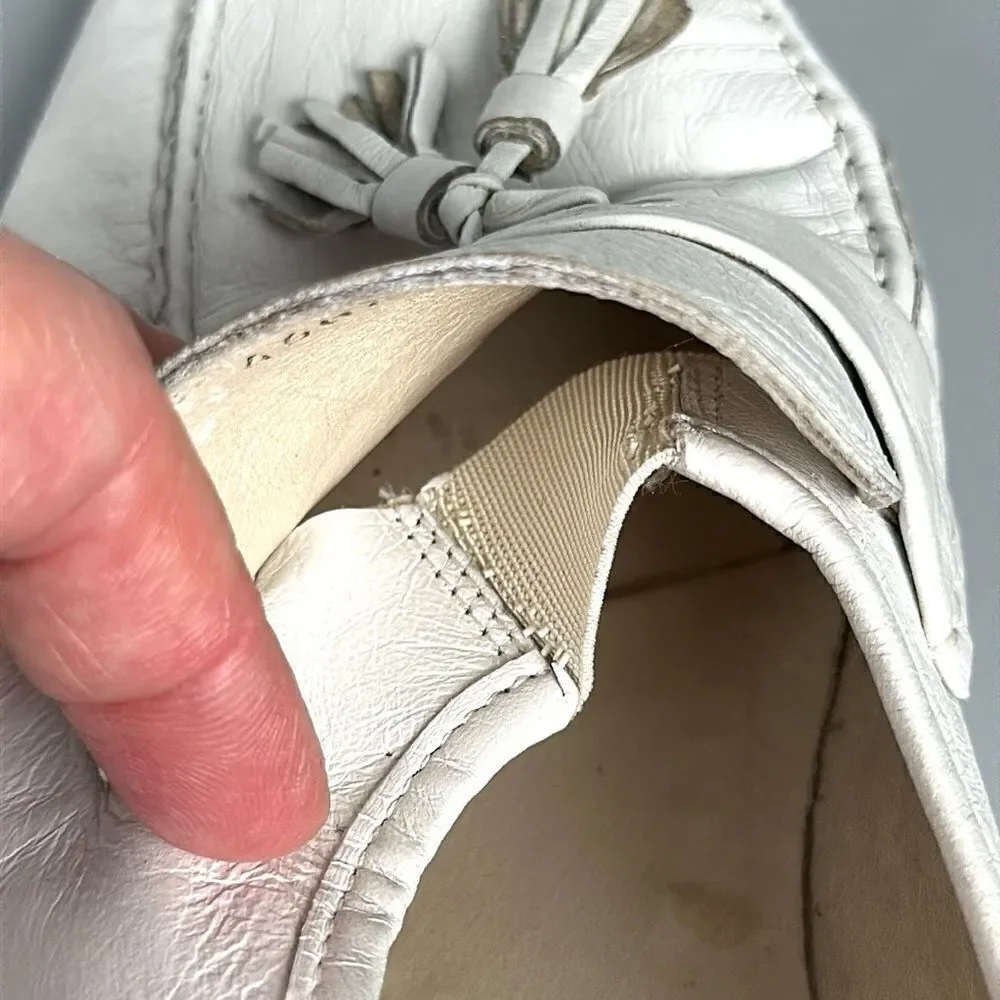Bruno Magli White Leather Tasseled Loafers Slip On Handmade in Italy 11,5